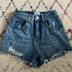 Princess Polly Distressed High Waisted Denim Shorts